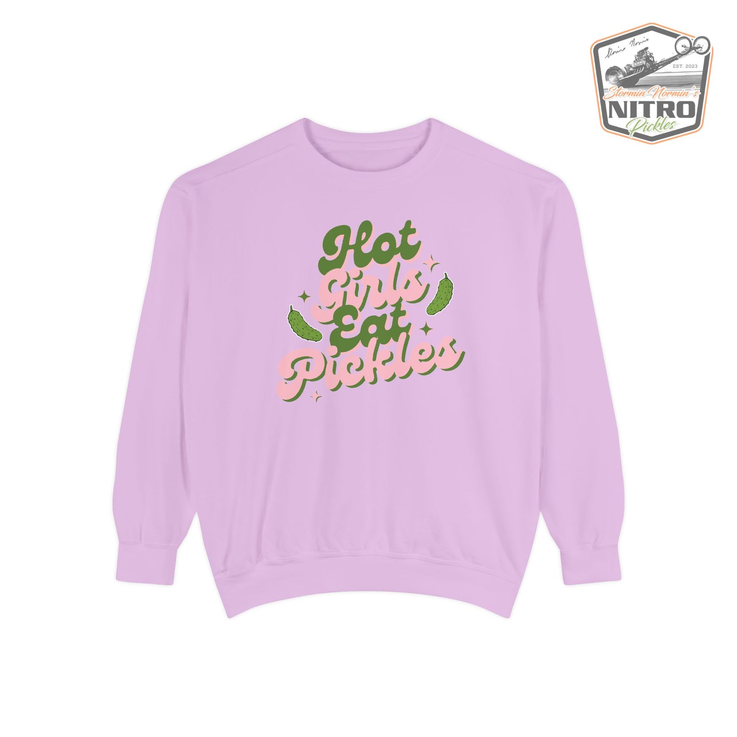 'Hot Girls Eat Pickles' Crewneck Sweatshirt - Pink