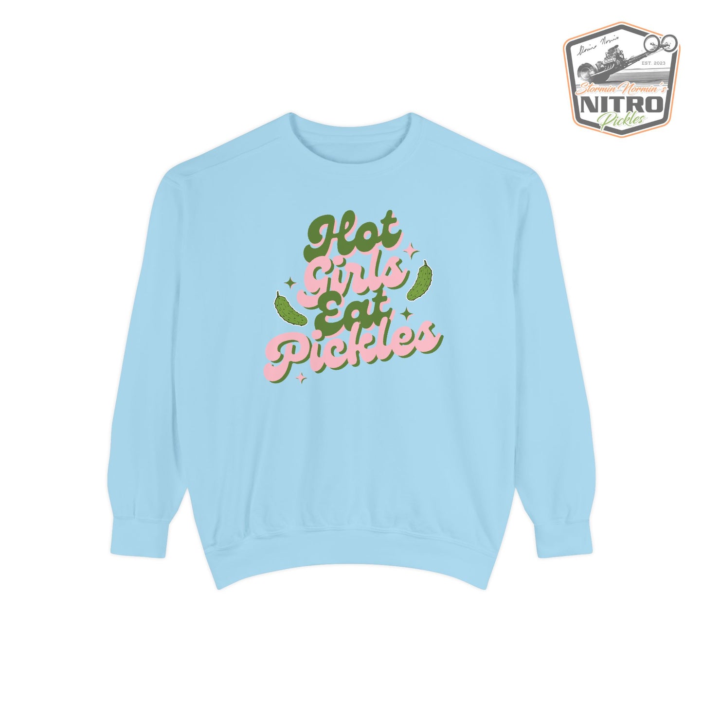 'Hot Girls Eat Pickles' Crewneck Sweatshirt - Pink