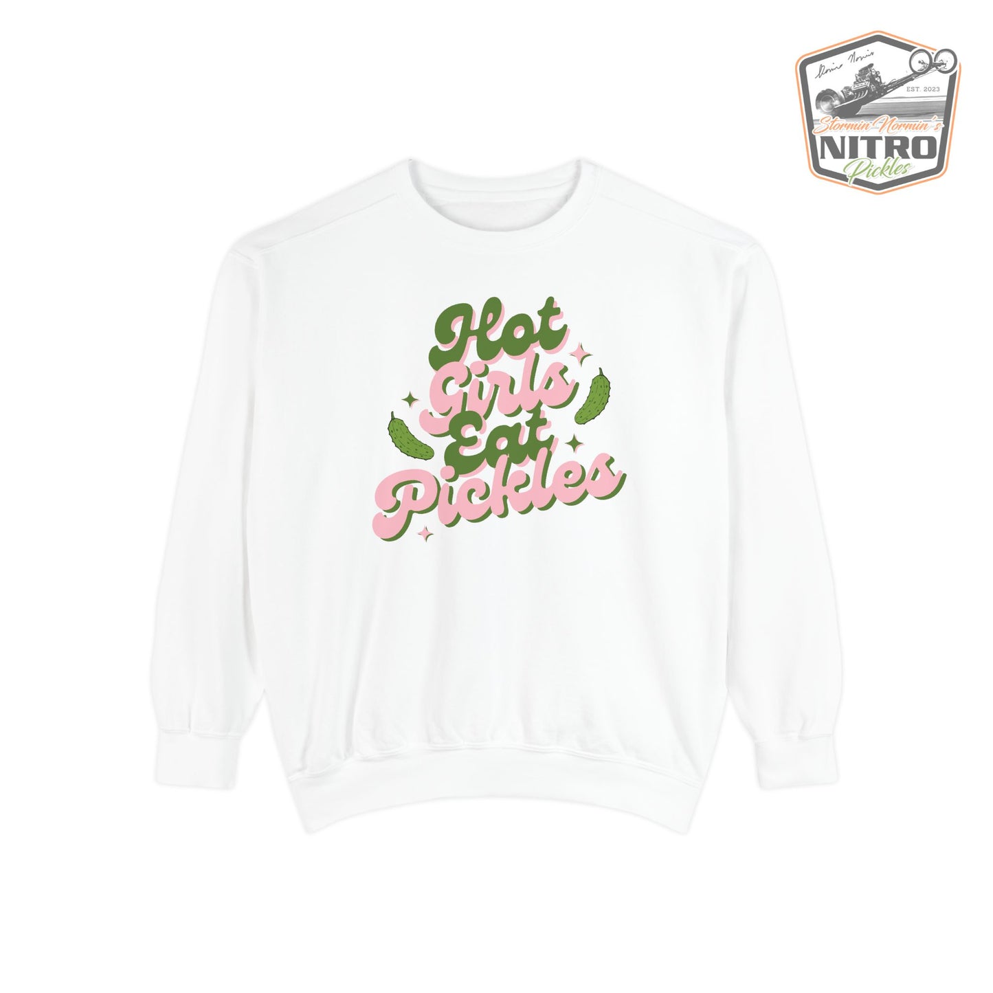 'Hot Girls Eat Pickles' Crewneck Sweatshirt - Pink