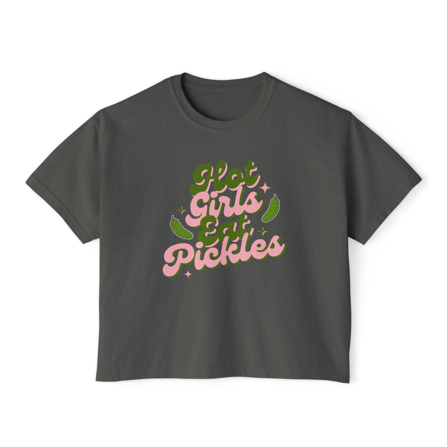 'Hot Girls Eat Pickles' Boxy Crop Tee - Pink