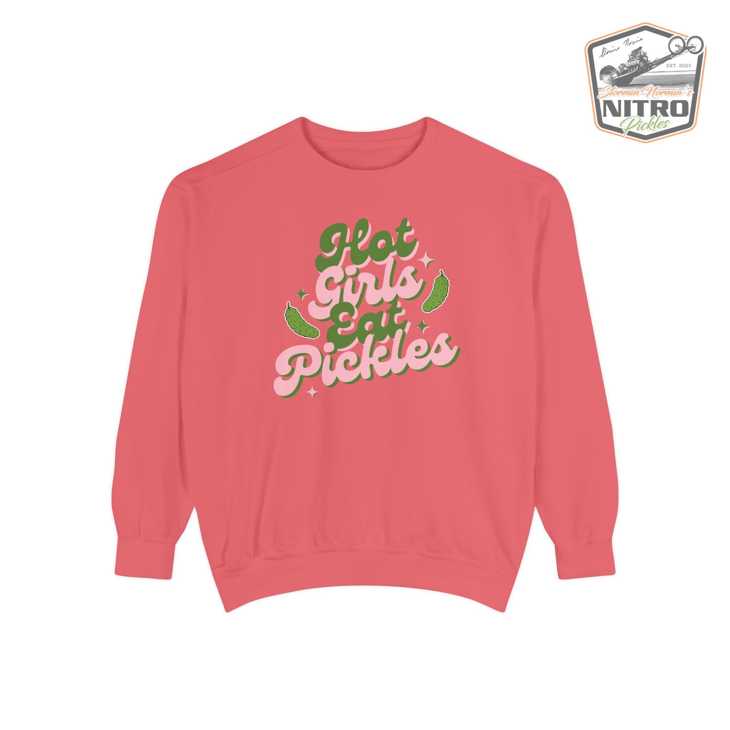 'Hot Girls Eat Pickles' Crewneck Sweatshirt - Pink